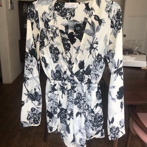 Navy and white floral romper / jumper